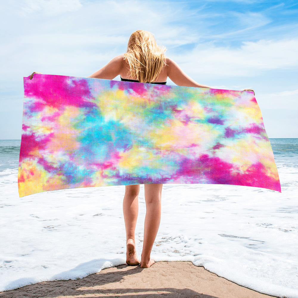 Microfiber Square Beach Towel Towel Material Square Towel Tie-Dye Series