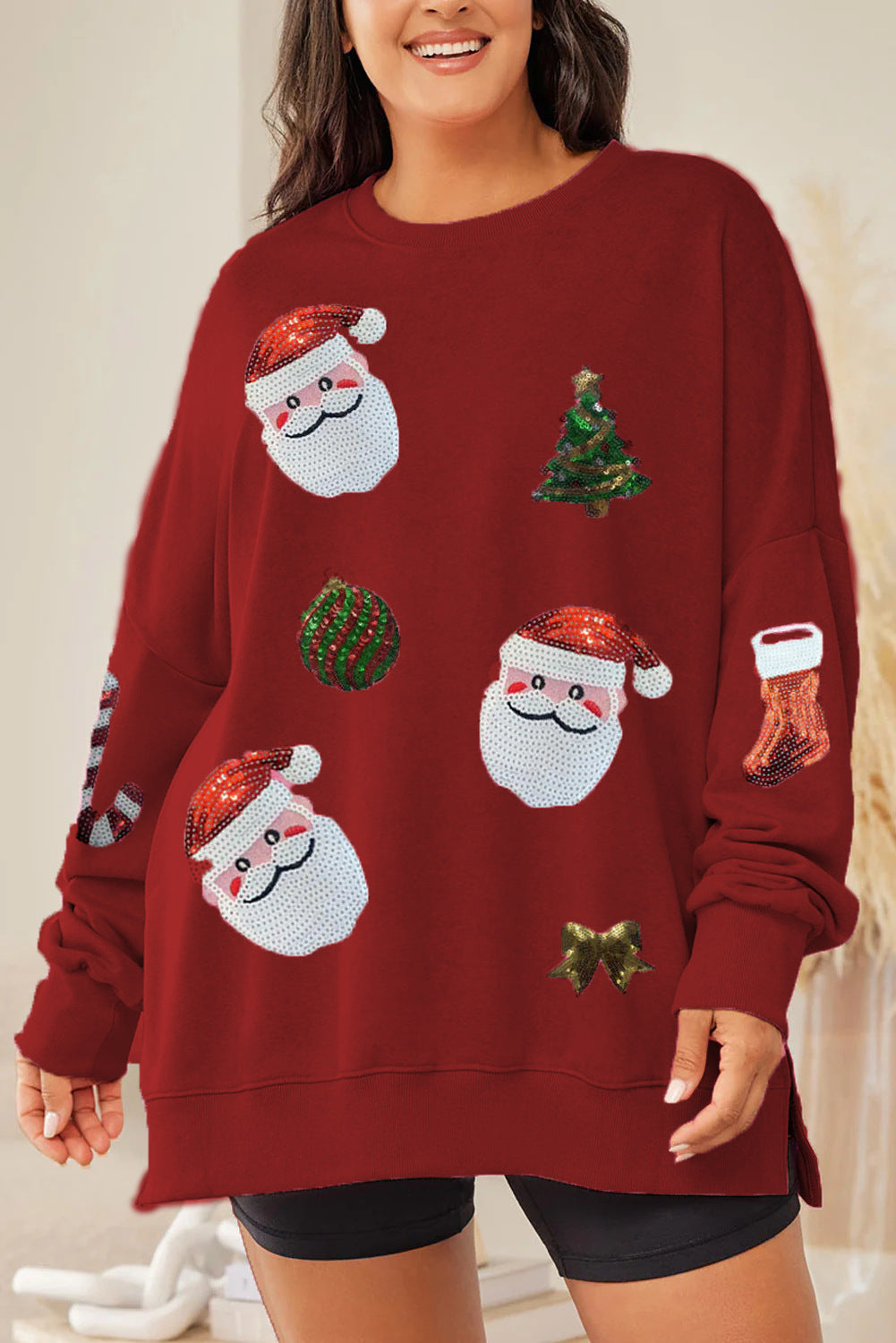 Women’s Christmas Sequined Long Sleeve Sweater