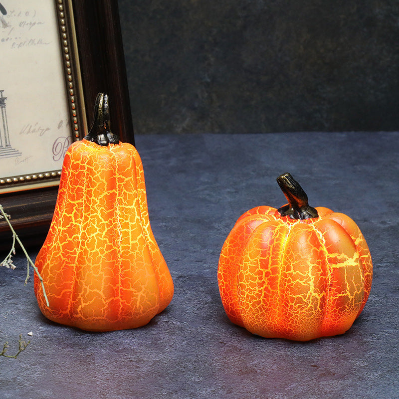 Halloween LED Pumpkin Lantern – Glowing Resin Candle Light Decoration