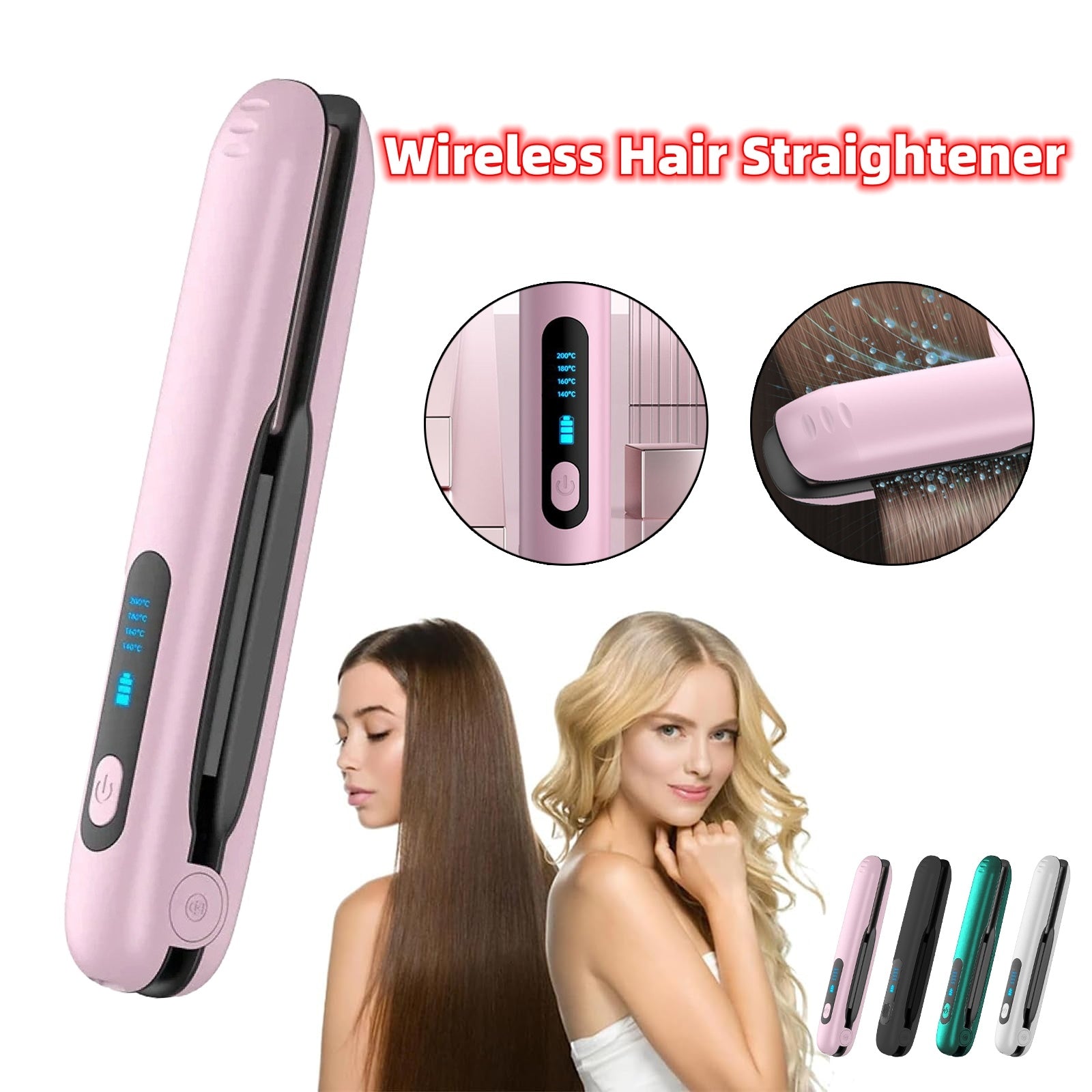 Wireless 2-in-1 Mini Hair Straightener & Curler USB