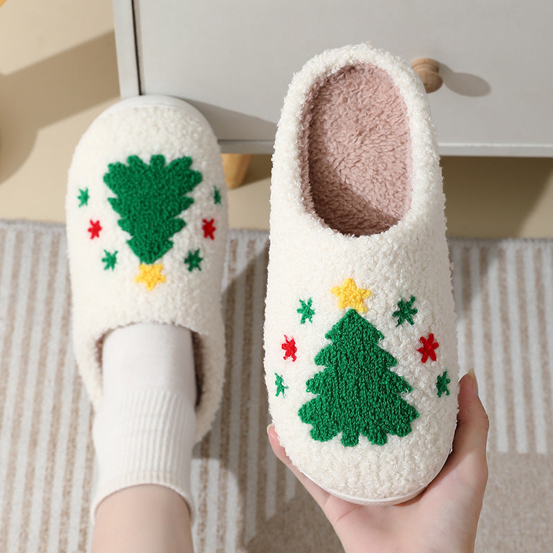 Cute Christmas Santa Claus Furry Home Slippers