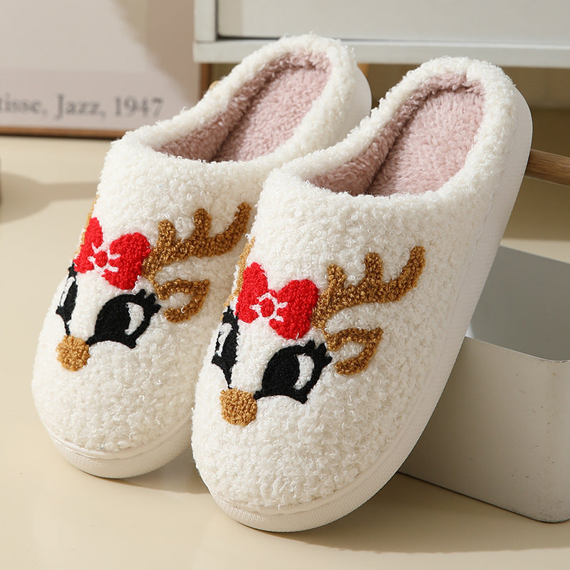Cute Christmas Santa Claus Furry Home Slippers