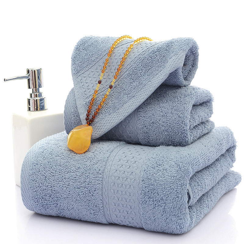 Bath Towel Long Staple Cotton Padded Towel Towel Square Plain Color