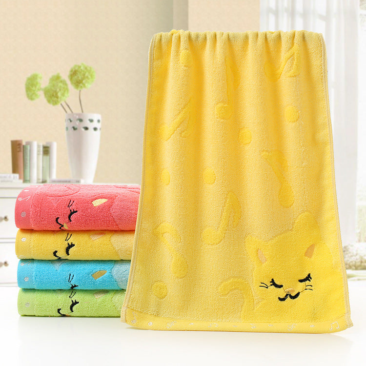Bamboo Fiber Kids Towel – Cat Design