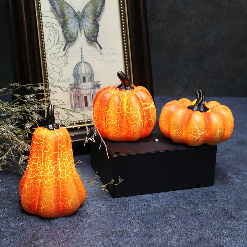 Halloween LED Pumpkin Lantern – Glowing Resin Candle Light Decoration