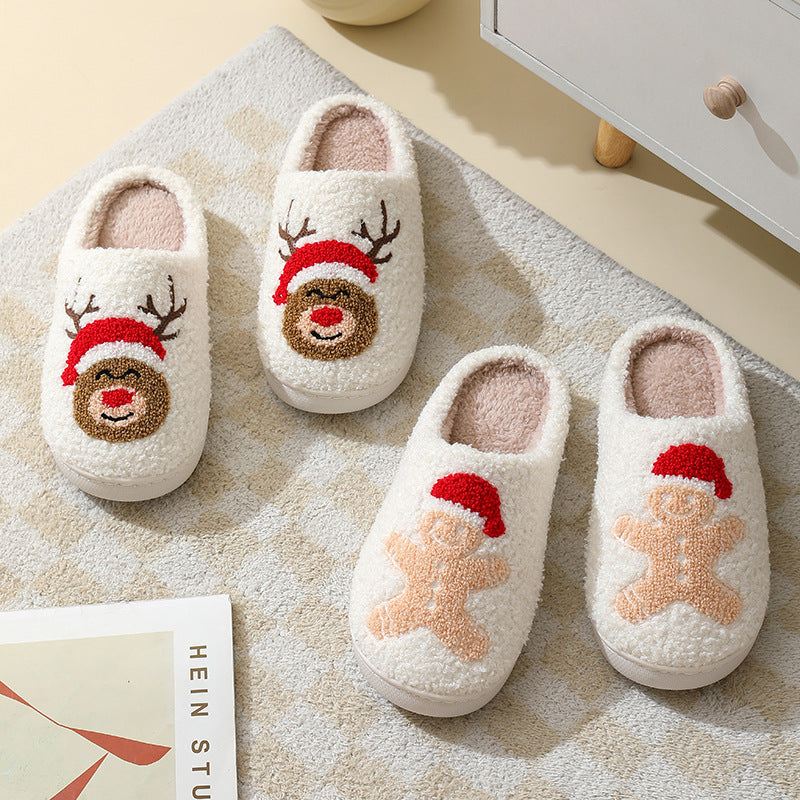 Cute Christmas Santa Claus Furry Home Slippers