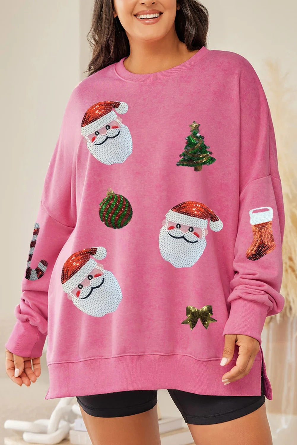 Women’s Christmas Sequined Long Sleeve Sweater
