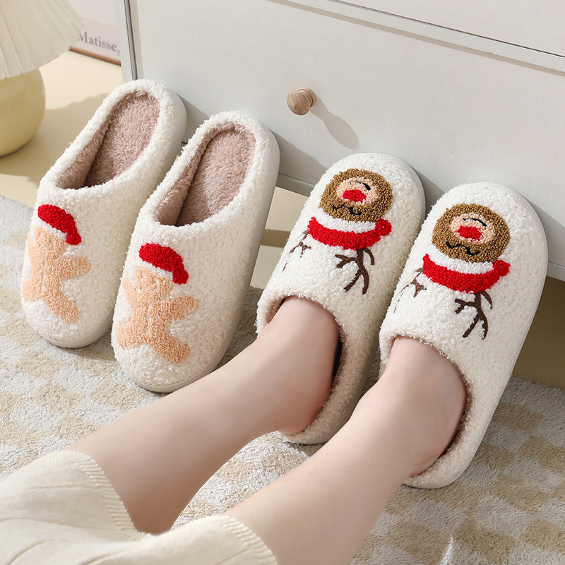 Cute Christmas Santa Claus Furry Home Slippers