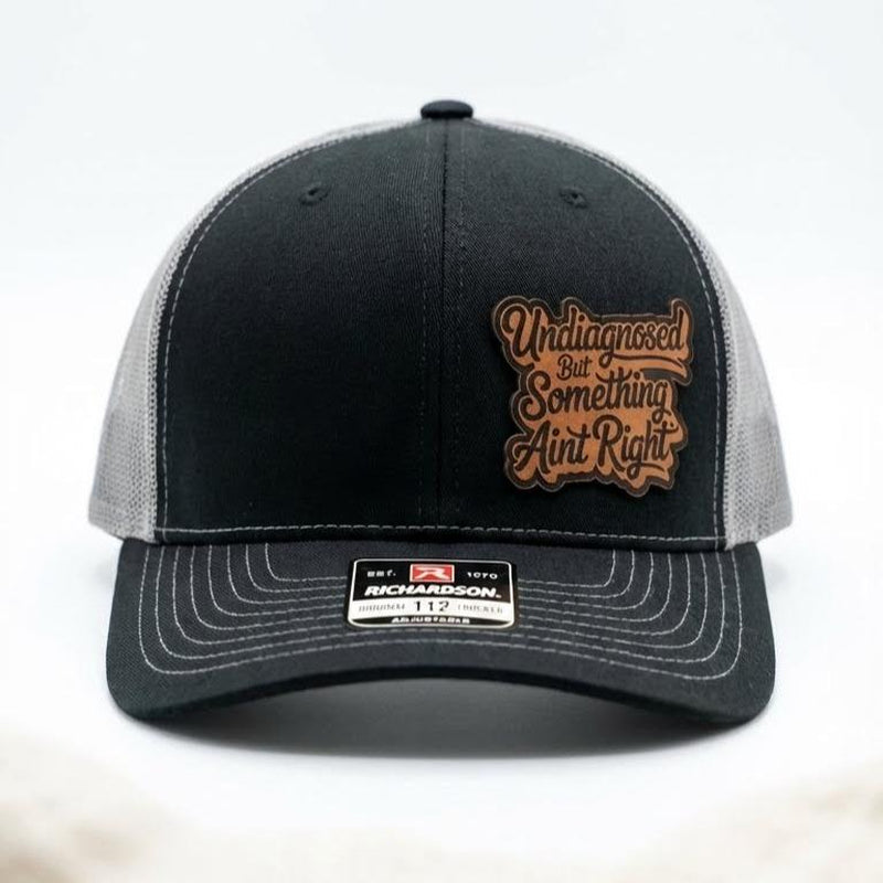 Richardson Everyday Mood Trucker Hat – Funny Undiagnosed Quote Cap, Custom Laser-Engraved Leatherette Patch, Adjustable Snapback, Structured Six-Panel Design