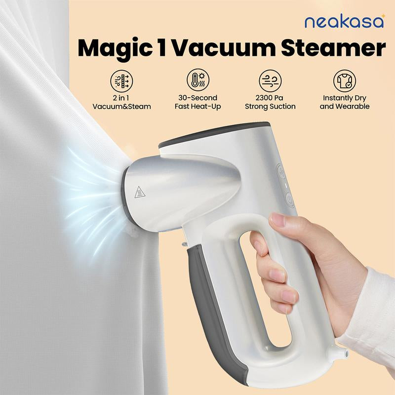 Neakasa Magic 1 Vacuum Steamer-Handheld Travel Home Garment Steamer for Clothes, 2300Pa Suction for Clothes Grips, Steamer Iron 2 in 1.