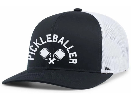 Mens Pickleball Hat Funny Pickleballer Mesh Back Trucker Hat Baseball Cap-Navy/White