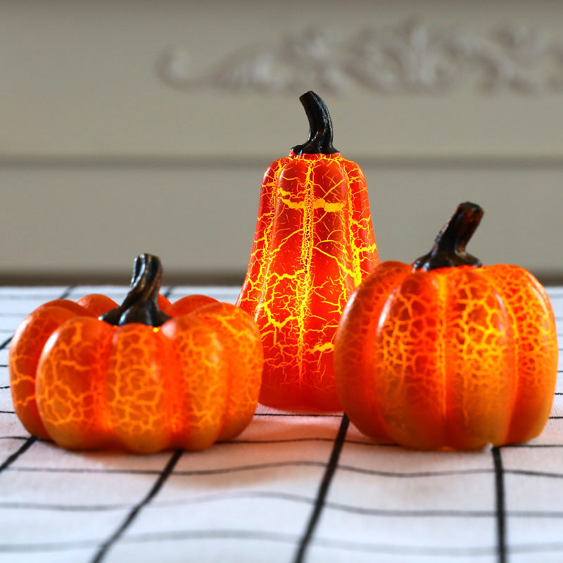 Halloween LED Pumpkin Lantern – Glowing Resin Candle Light Decoration