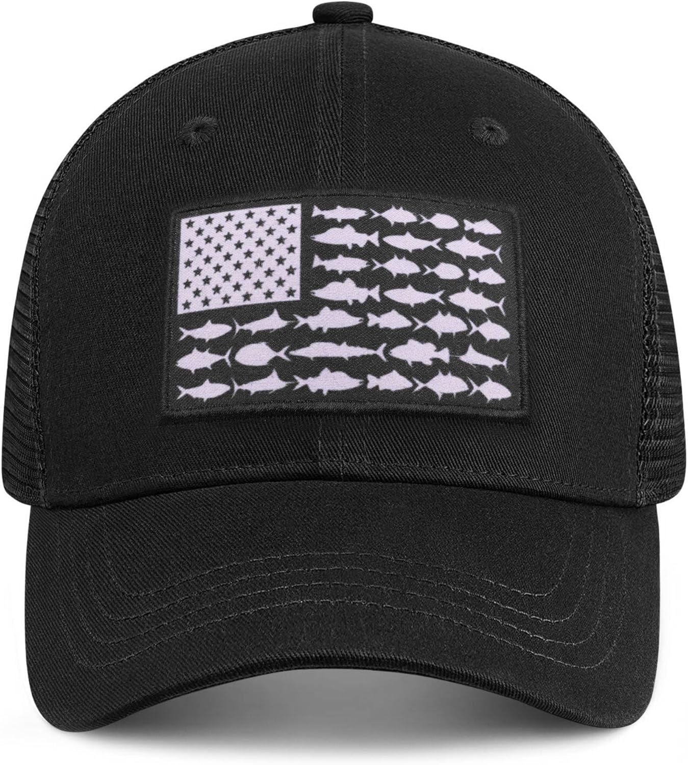 American Fish Flag Trucker Hat, Fishing Gifts for Men, Snapback Fishing Hat Perfect for Fishing and Daily Use