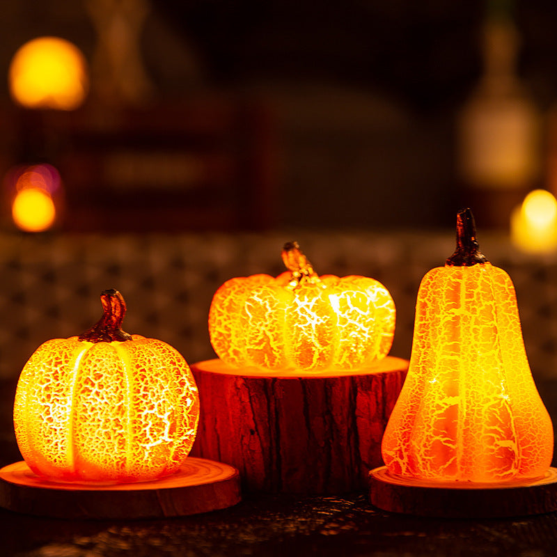 Halloween LED Pumpkin Lantern – Glowing Resin Candle Light Decoration