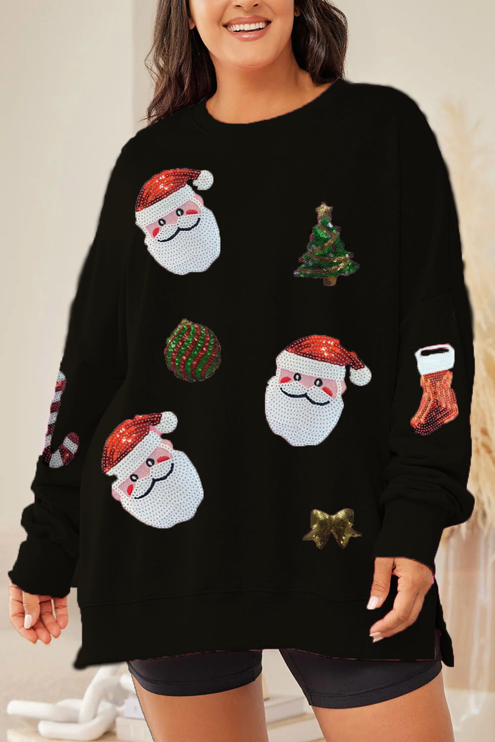 Women’s Christmas Sequined Long Sleeve Sweater