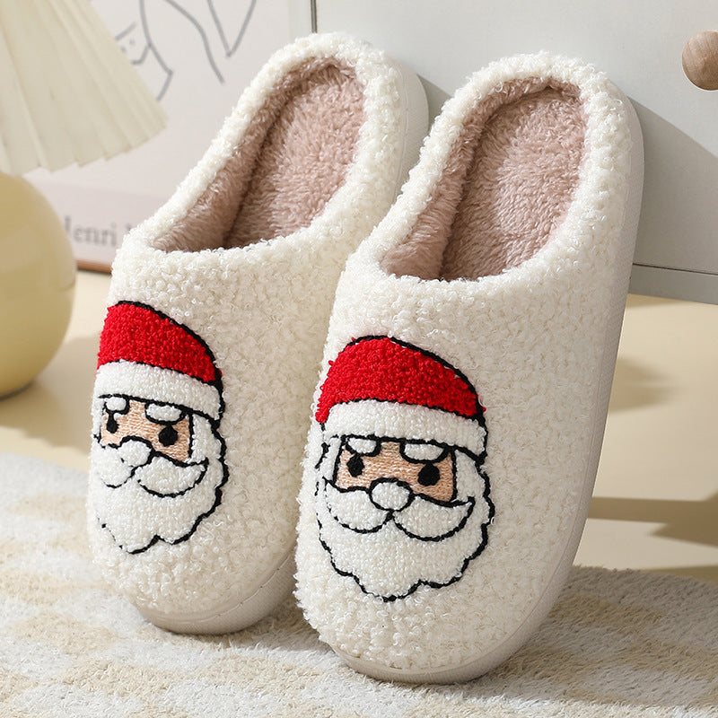 Cute Christmas Santa Claus Furry Home Slippers