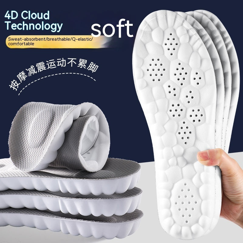 4D Cloud PU Massage Insoles – Shock-Absorbing & High Elastic