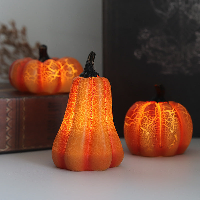 Halloween LED Pumpkin Lantern – Glowing Resin Candle Light Decoration