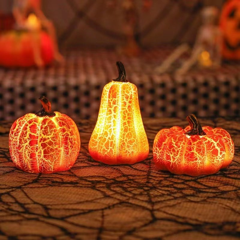 Halloween LED Pumpkin Lantern – Glowing Resin Candle Light Decoration