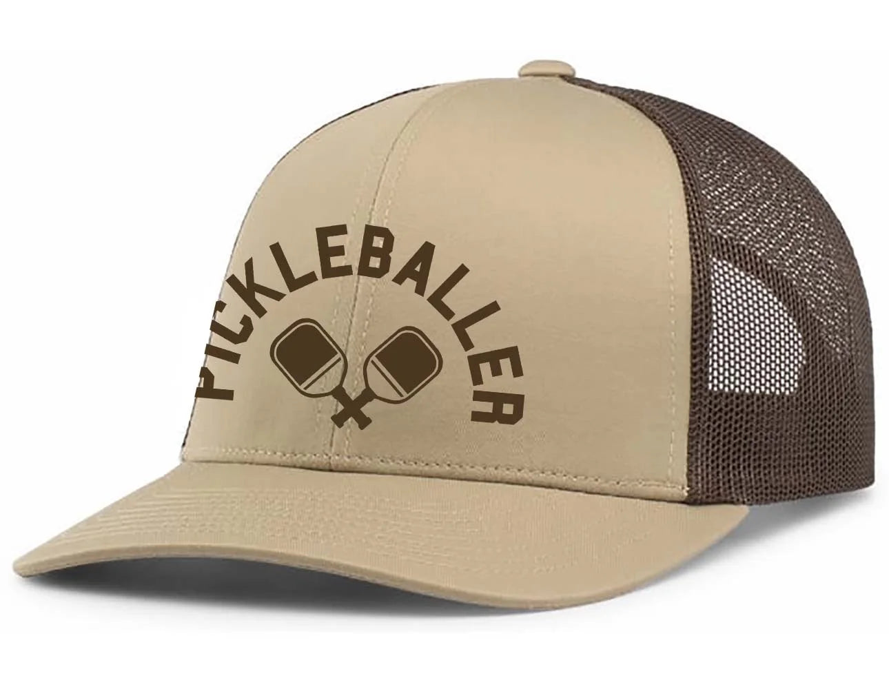 Mens Pickleball Hat Funny Pickleballer Mesh Back Trucker Hat Baseball Cap-Khaki/Brown