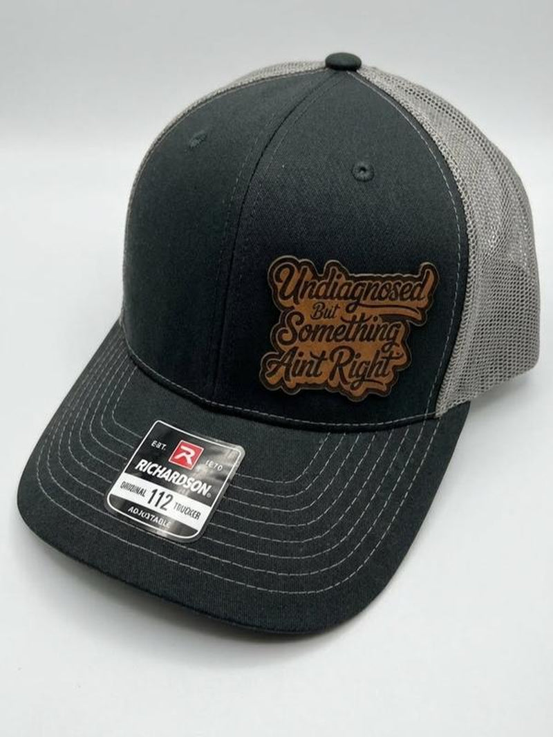 Richardson Everyday Mood Trucker Hat – Funny Undiagnosed Quote Cap, Custom Laser-Engraved Leatherette Patch, Adjustable Snapback, Structured Six-Panel Design