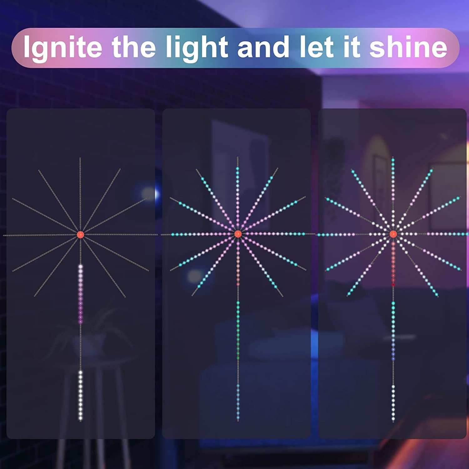 LED Firework Strip Lights – Music Sync Color-Changing Party Decor