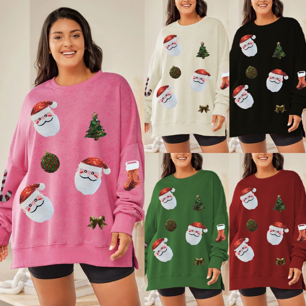Women’s Christmas Sequined Long Sleeve Sweater