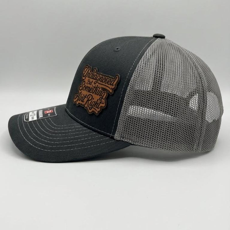 Richardson Everyday Mood Trucker Hat – Funny Undiagnosed Quote Cap, Custom Laser-Engraved Leatherette Patch, Adjustable Snapback, Structured Six-Panel Design