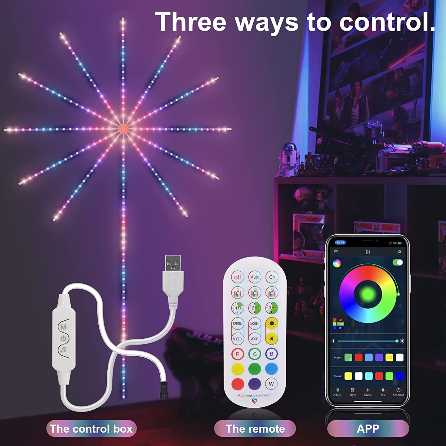 LED Firework Strip Lights – Music Sync Color-Changing Party Decor