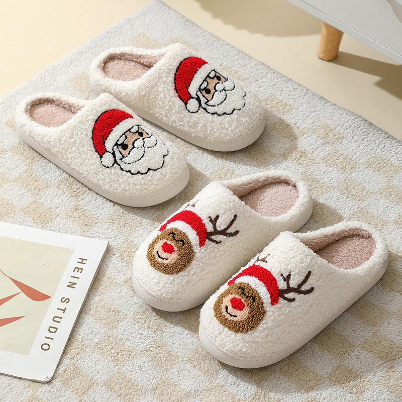 Cute Christmas Santa Claus Furry Home Slippers