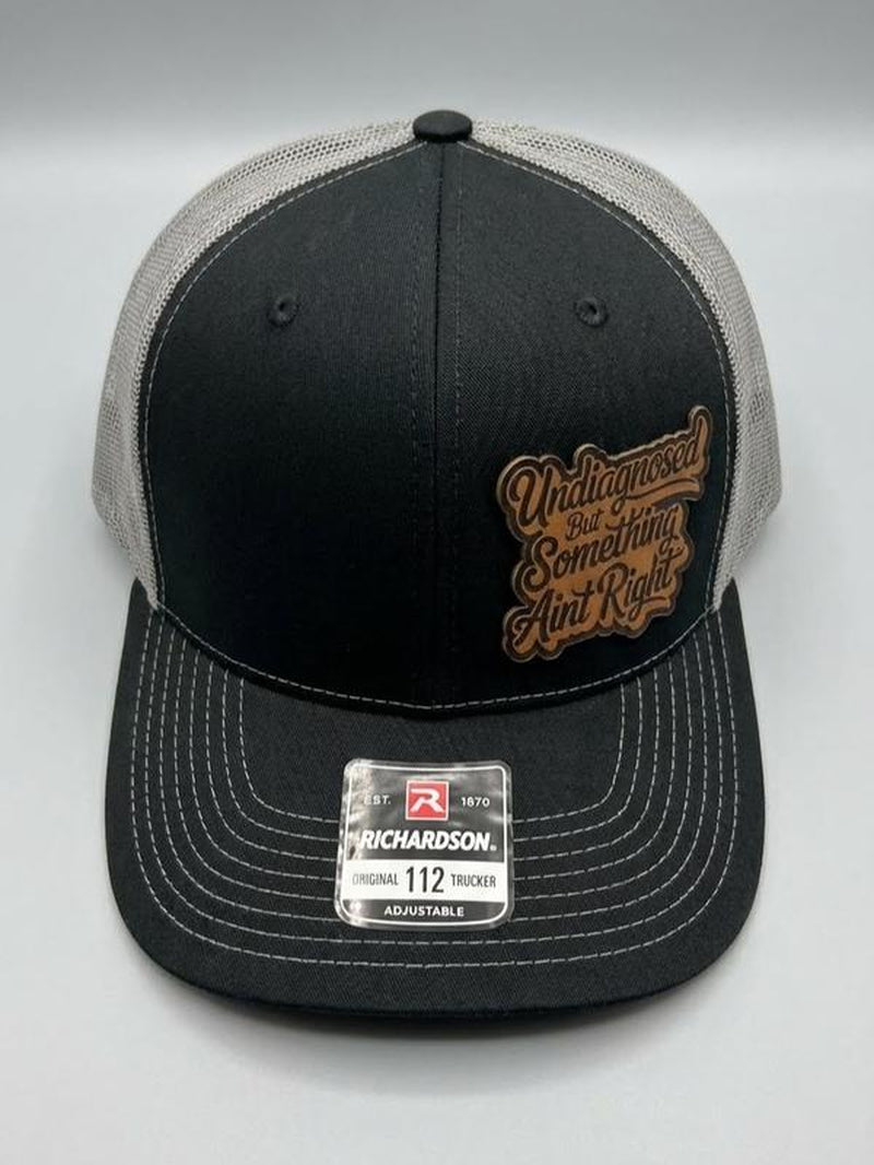 Richardson Everyday Mood Trucker Hat – Funny Undiagnosed Quote Cap, Custom Laser-Engraved Leatherette Patch, Adjustable Snapback, Structured Six-Panel Design