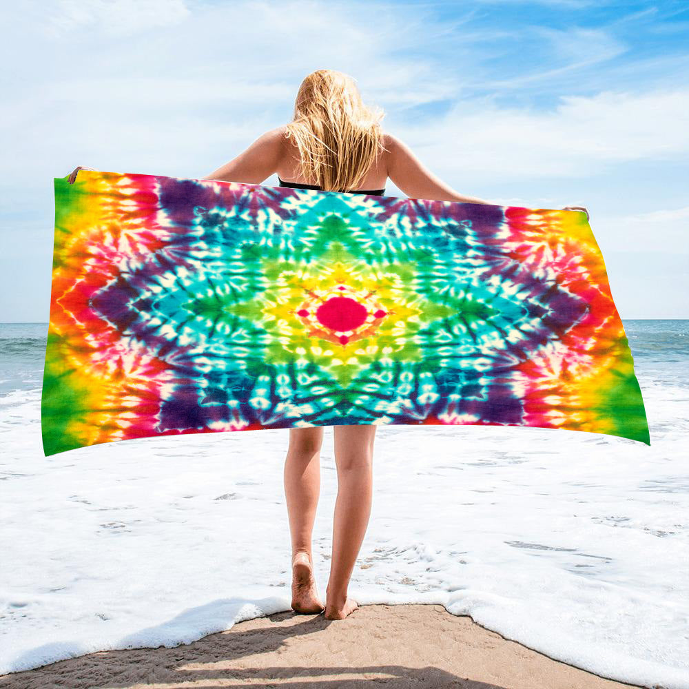 Microfiber Square Beach Towel Towel Material Square Towel Tie-Dye Series