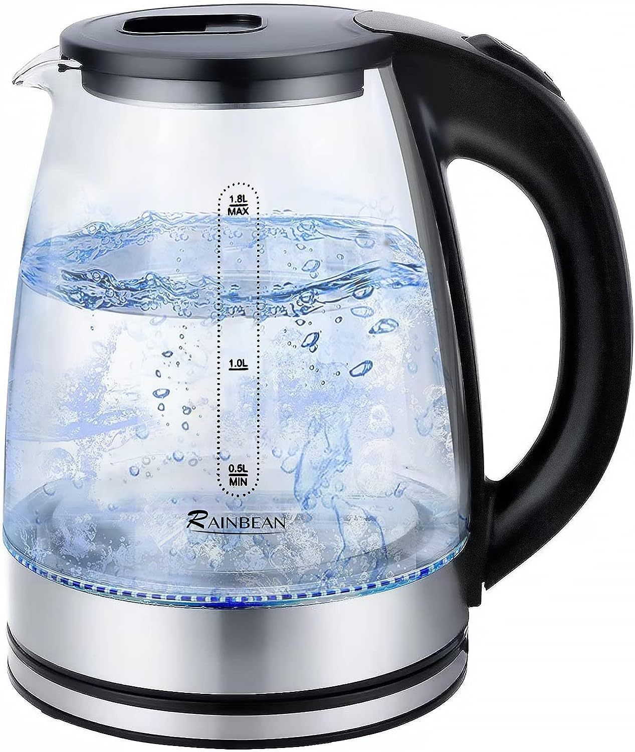 1.8L Electric Glass Kettle with LED & Auto Shut-Off