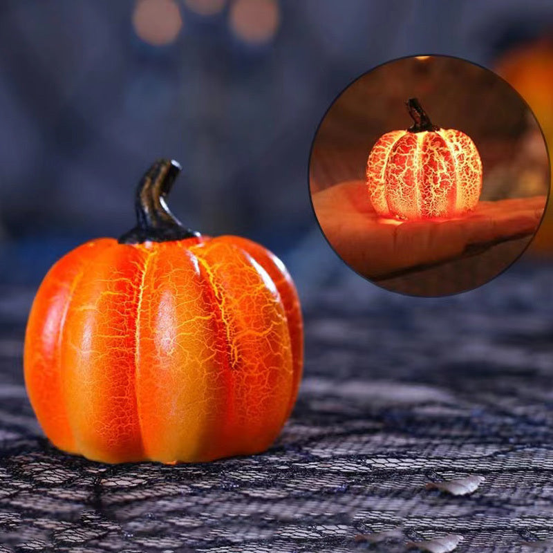 Halloween LED Pumpkin Lantern – Glowing Resin Candle Light Decoration